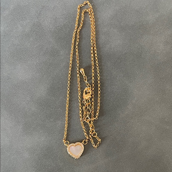 Jewelry - Gold Heart Pendant Necklace with mother of pearl Stone